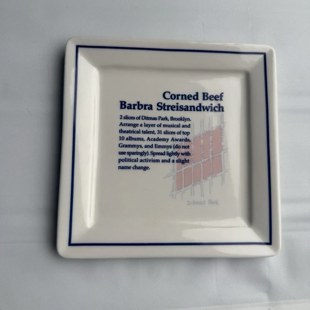 Vintage Fishs Eddy Square Plate Corned Beef Barbara Streisandwhich New York Deli